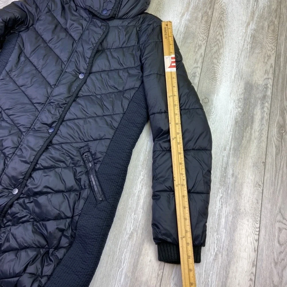 Abercrombie & Fitch Parka Jacket Womens Small Black Hoodie Puffer Coat Long - Picture 7 of 14